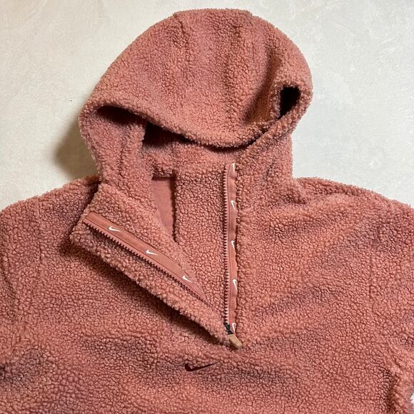 Nike Girl's Therma Fit Sherpa Pullover Quarter Zip Hoodie Jacket Size X-Small - Picture 7 of 11